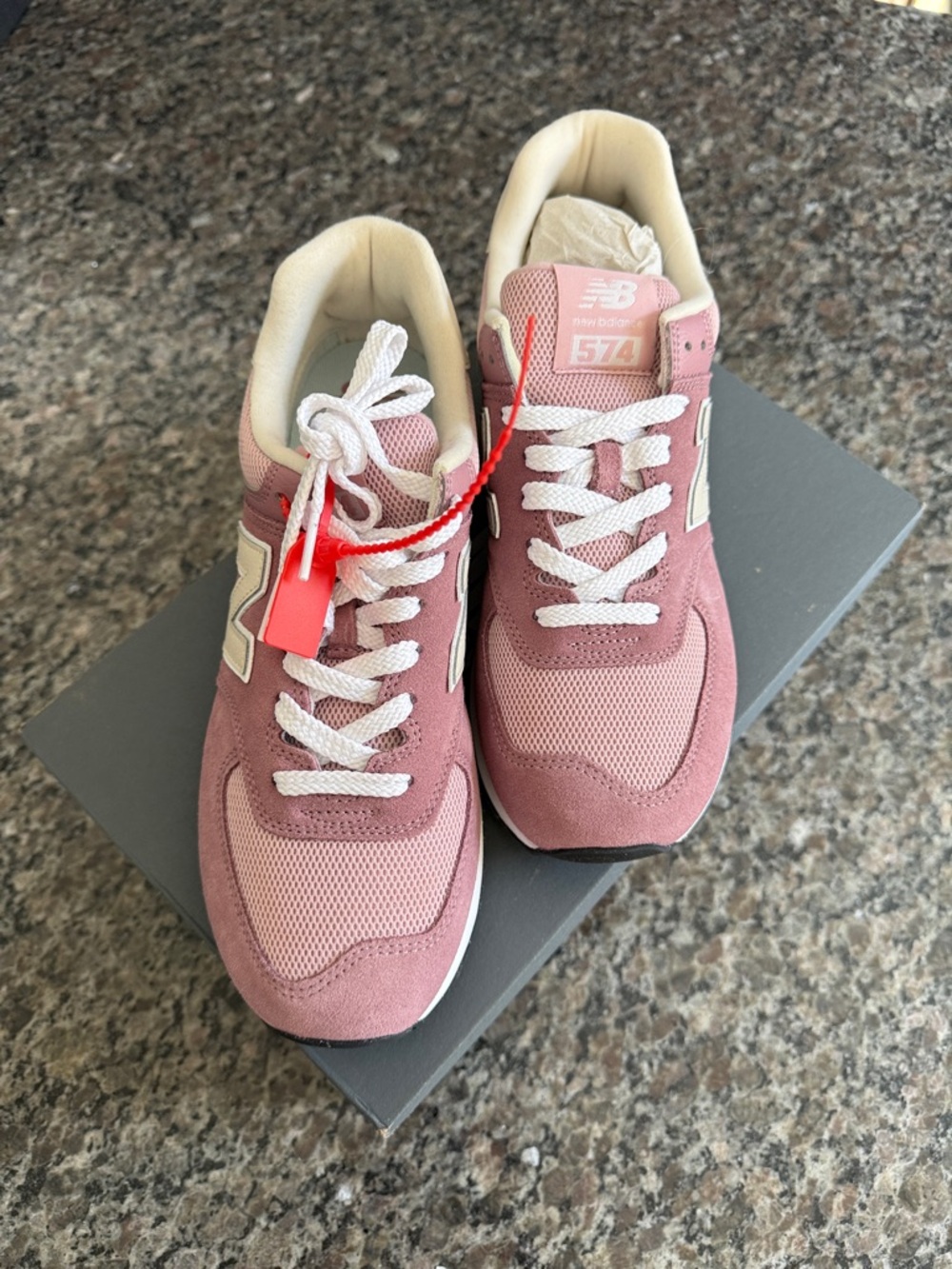 New Balance 574 Dusty Rose Suede & Mesh Sneakers